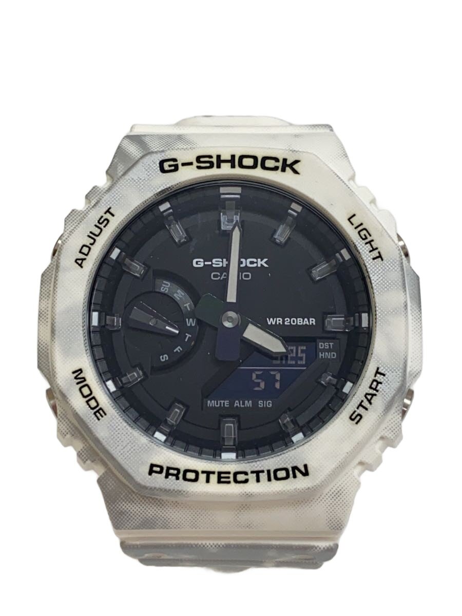 【中古】CASIO◆石英ウオッチ_G-SHOCK/デジアナ/天然ゴム/BLK/WHT【服飾雑貨他】