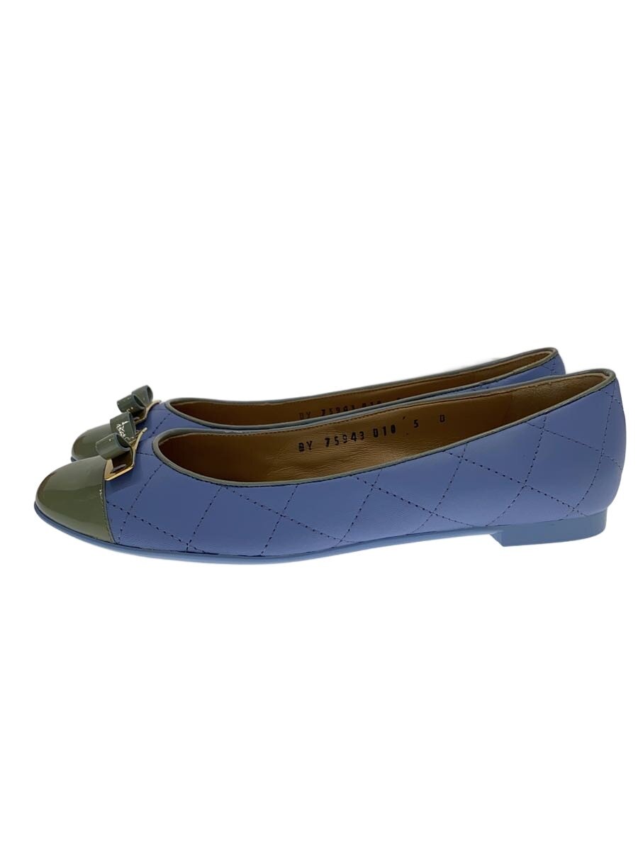 【中古】Salvatore Ferragamo◆キルティング/シュロの葉/平ったいパンプス/UK5/RED【シューズ】