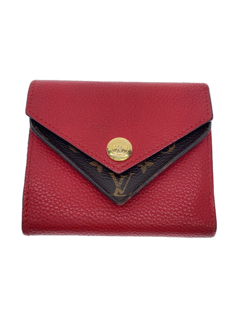 【中古】LOUIS VUITTON◆ポルト・フォイユ・ドゥーブルV・コンパクト_カーフレザー_モノグラム・キャンバス_RED/牛革/RED【服飾雑貨他】｜2ｎｄ STREET 店