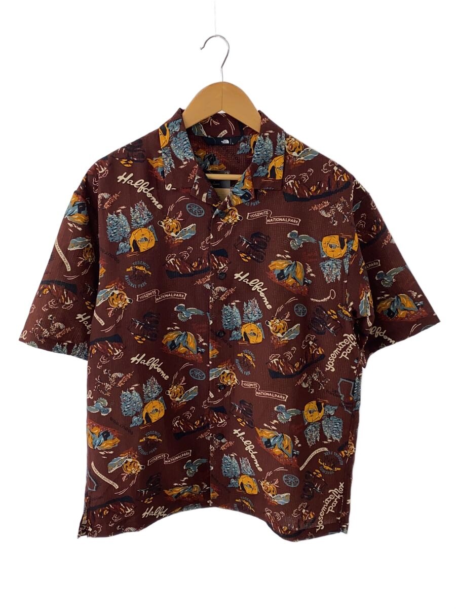 【中古】THE NORTH FACE◆S/S ALOHA VENT SHIRT_ショートスリーブアロハベントシャツ/L/ポリエステル/RED//【メンズウェア】