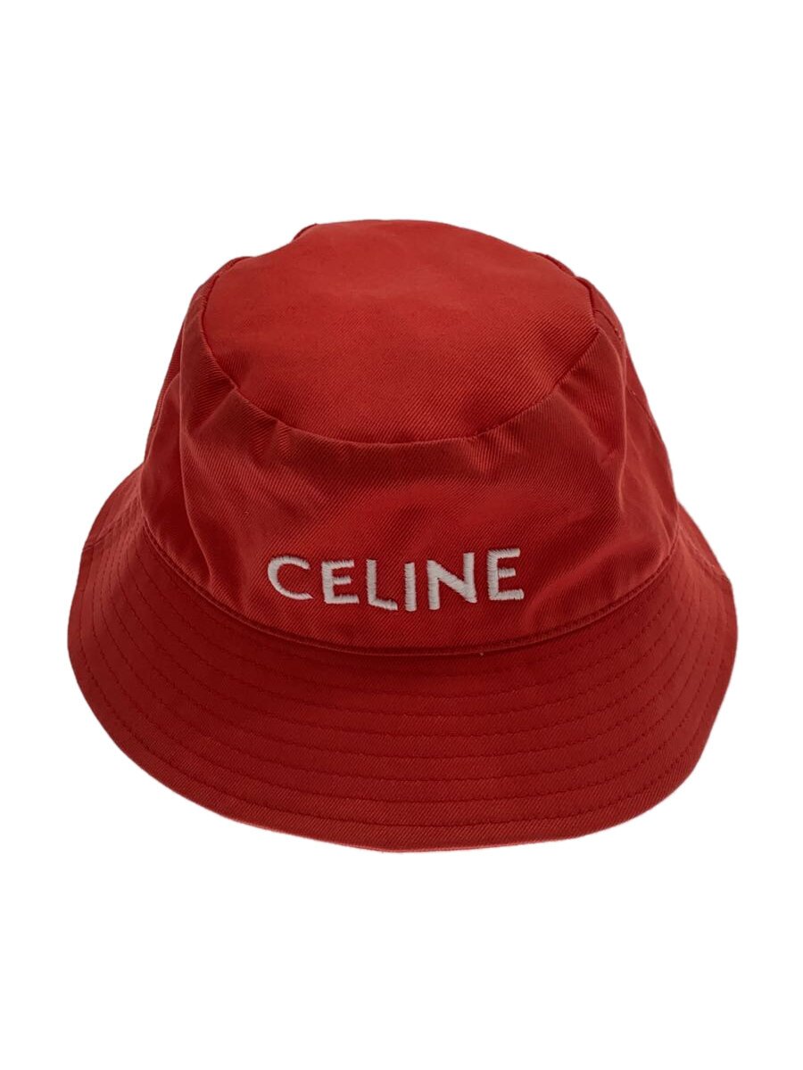 【中古】CELINE◆井戸釣瓶かぶり笠/S/綿織物/RED/無地/レディース【服飾雑貨他】