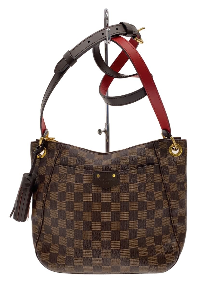【中古】LOUIS VUITTON◆サウス・預金金融機関_ダミエ・エベヌ/ショルダーバッグ/PVC/赤銅色/総柄【御徒面子】