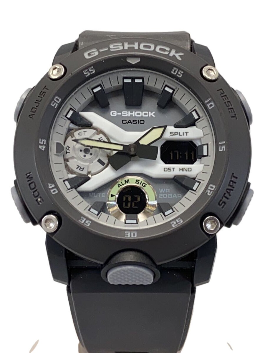 【中古】CASIO◆石英ウオッチ_G-SHOCK/デジアナ/天然ゴム/GRY/GRY【服飾雑貨他】
