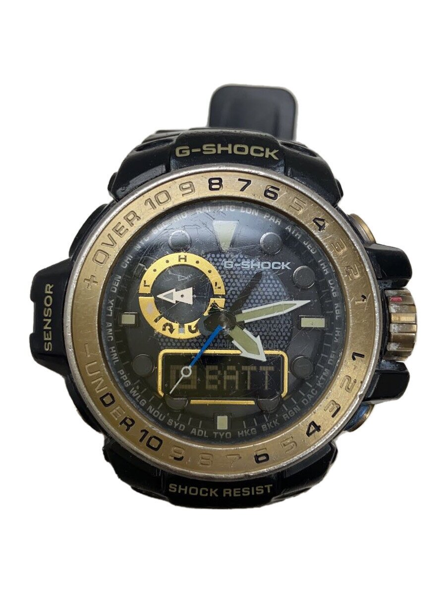 【中古】CASIO◆ソーラーウオッチ・G-SHOCK/デジアナ/GLD【服飾雑貨他】