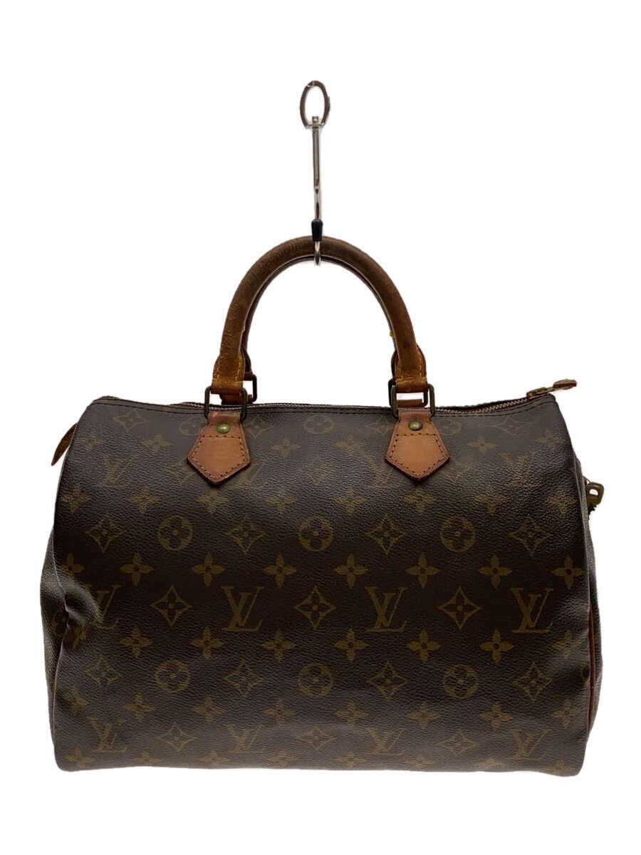 【中古】LOUIS VUITTON◆1)スピーディ30_モノグラム・帆布_BRW/PVC/BRW/ジッパープル なめし革引き渡し打ちこわれる【御徒面子】