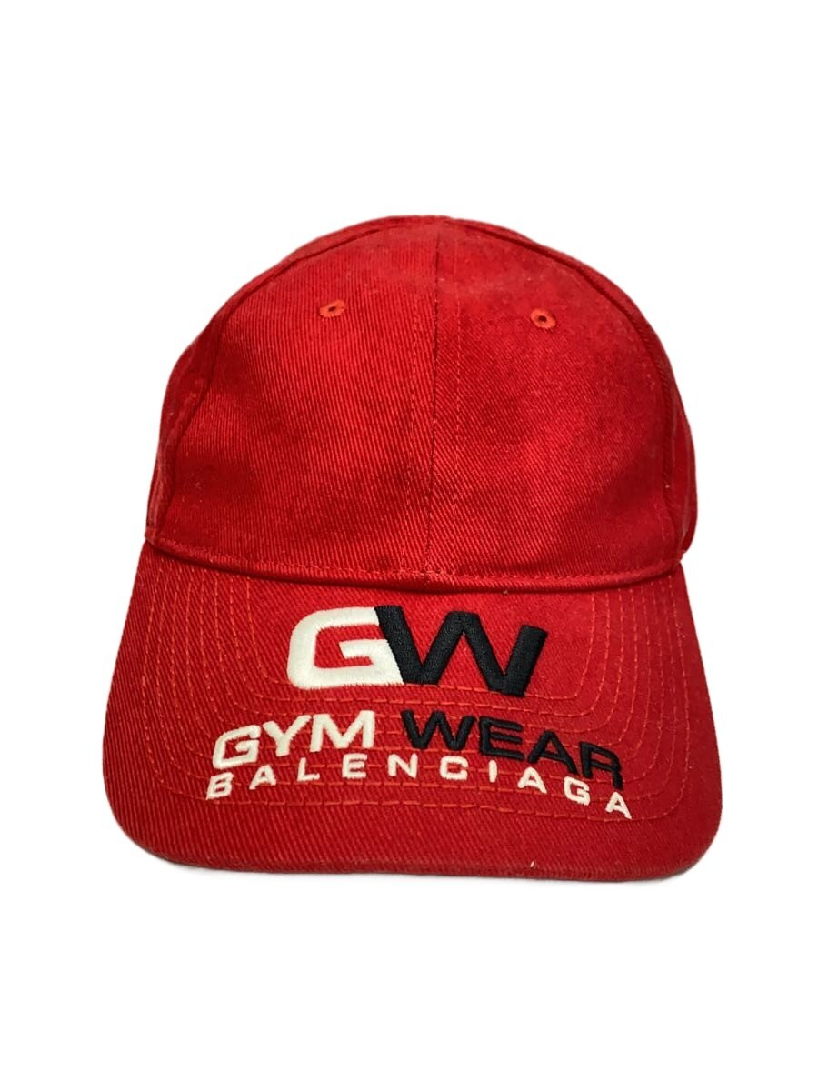 【中古】BALENCIAGA◆GYM WEAR CAP/旗がしら/L/綿織物/RED/メンズ【服飾雑貨他】