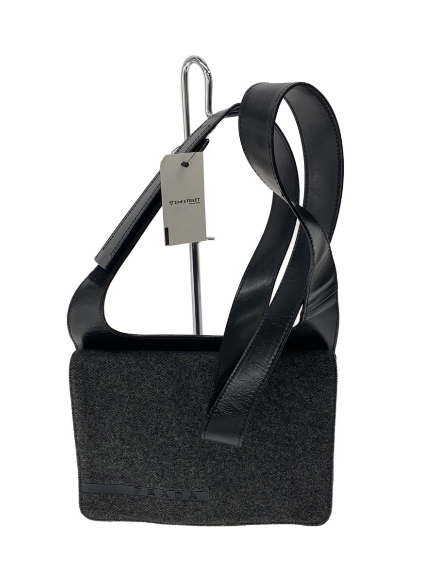 【中古】PRADA◆ショルダーバッグ/羊毛/GRY【御徒面子】