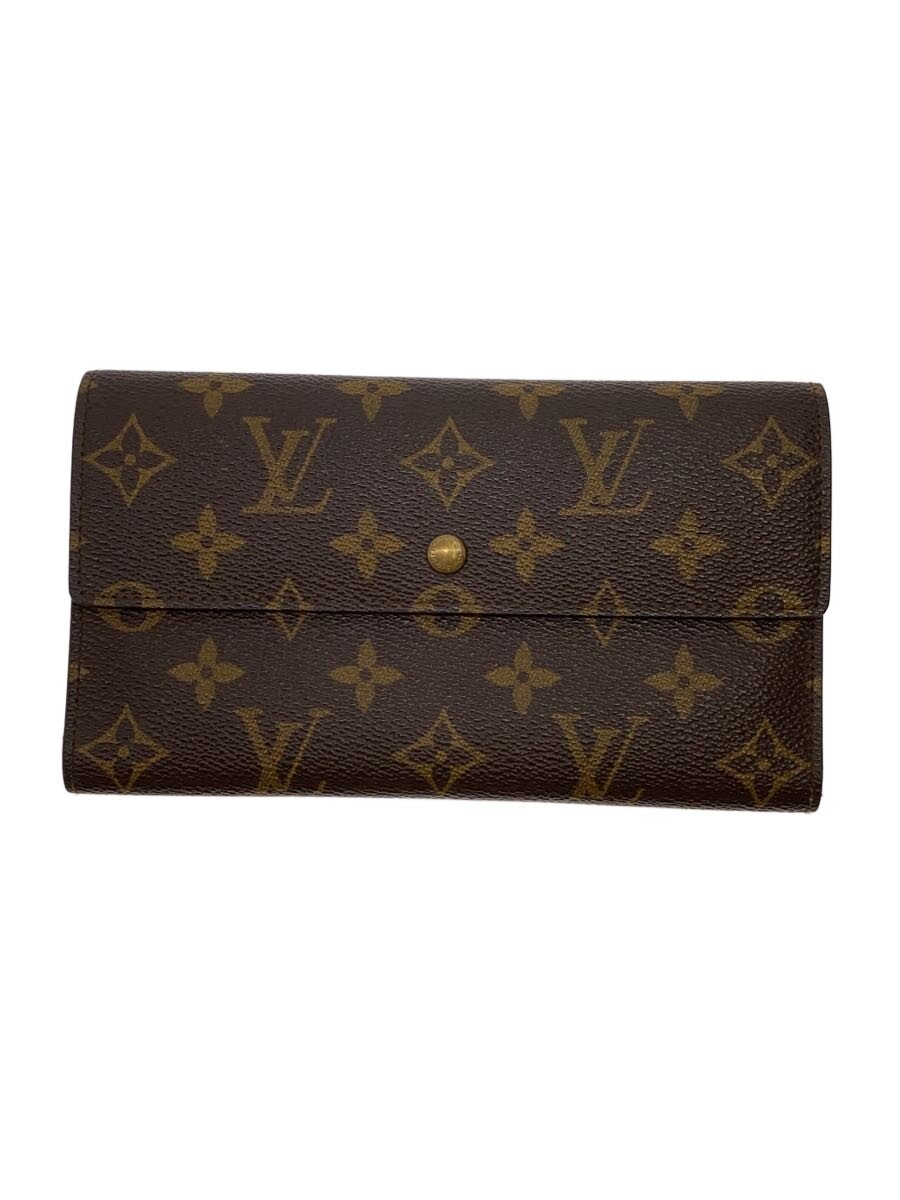 【中古】LOUIS VUITTON◆ポルト・トレゾール・インターナショナル_モノグラム・キャンバス_BRW/PVC/BRW/総柄/レディース【服飾雑貨他】