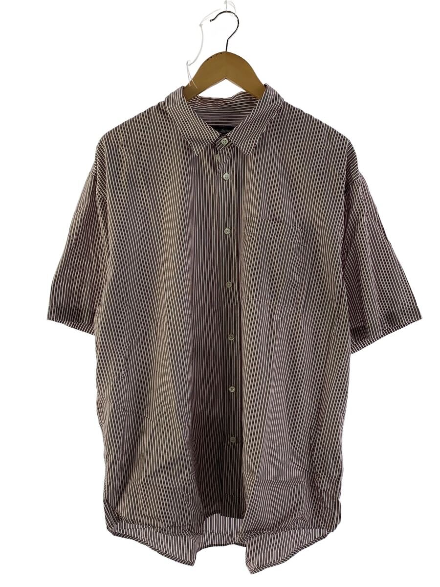 【中古】STUSSY◆半袖プルオーバー/L/綿織物/BRW/縞模様【メンズウェア】