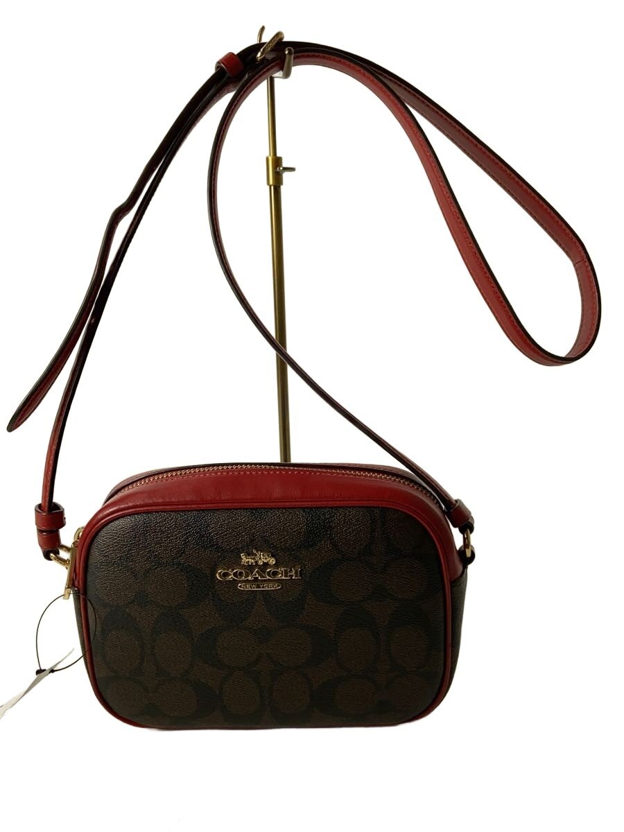 【中古】COACH◆ショルダーバッグ/エナメル/RED/無地【御徒面子】