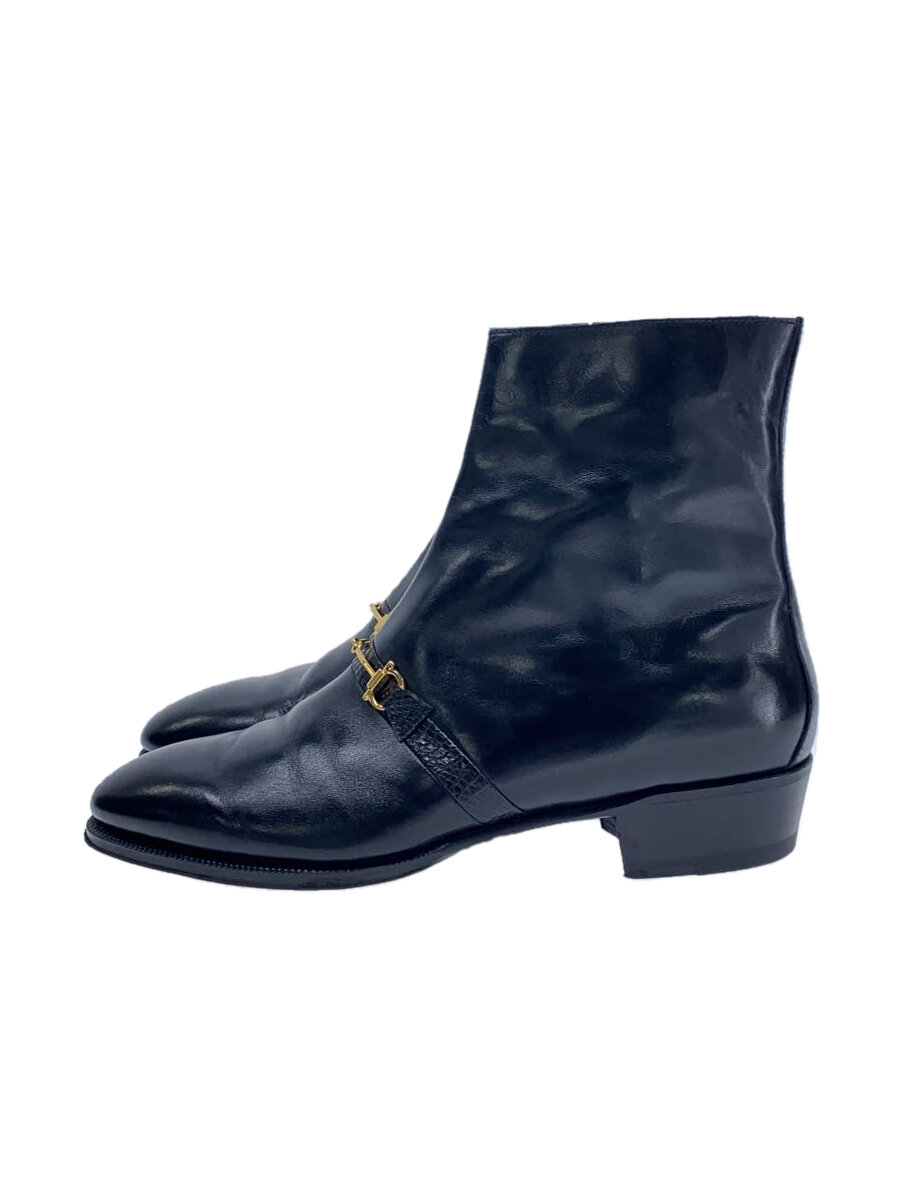 【中古】Side zip boots/leyucca’s /ブーツ/39.5/BLK/黒/なめし革/Y34121//【シューズ】