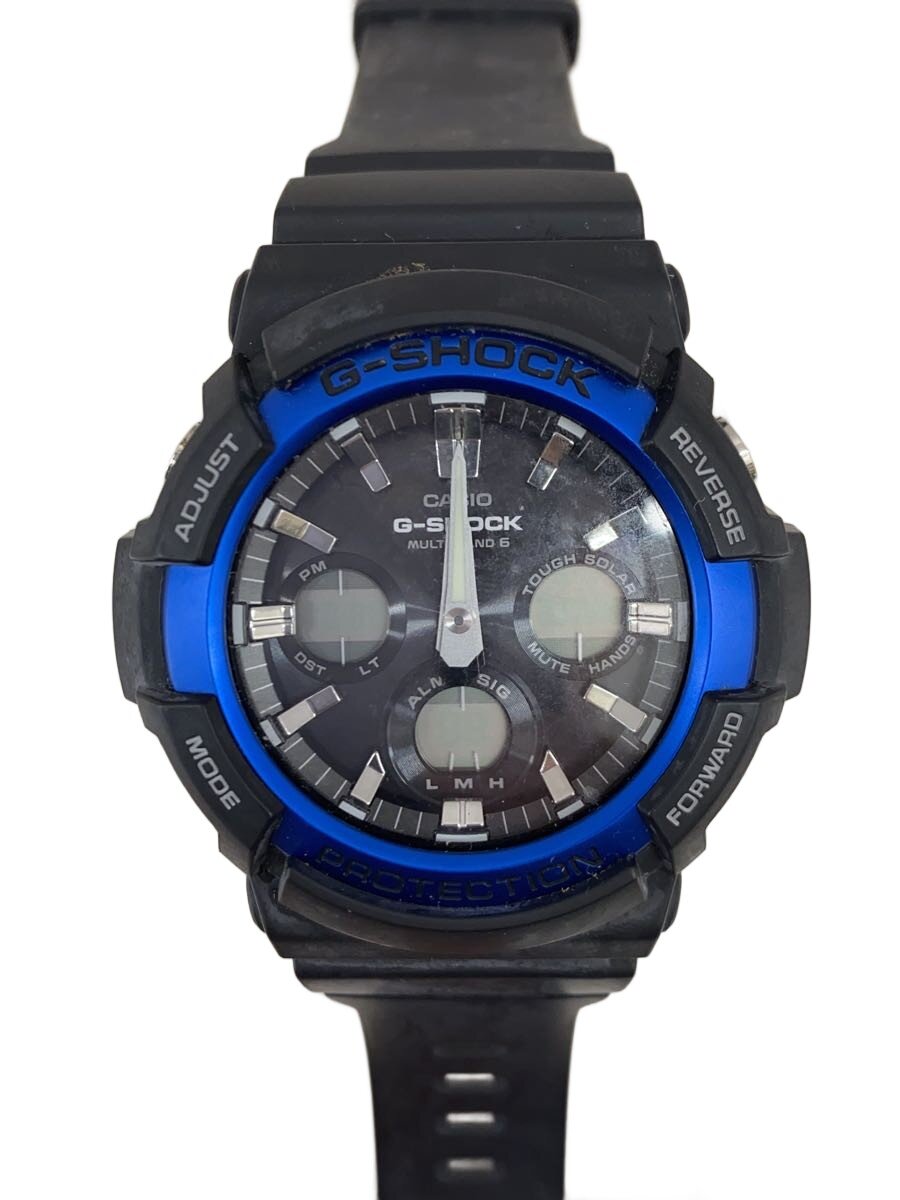 【中古】CASIO◆ソーラーウオッチ・G-SHOCK/デジアナ/--/SLV/BLK【服飾雑貨他】