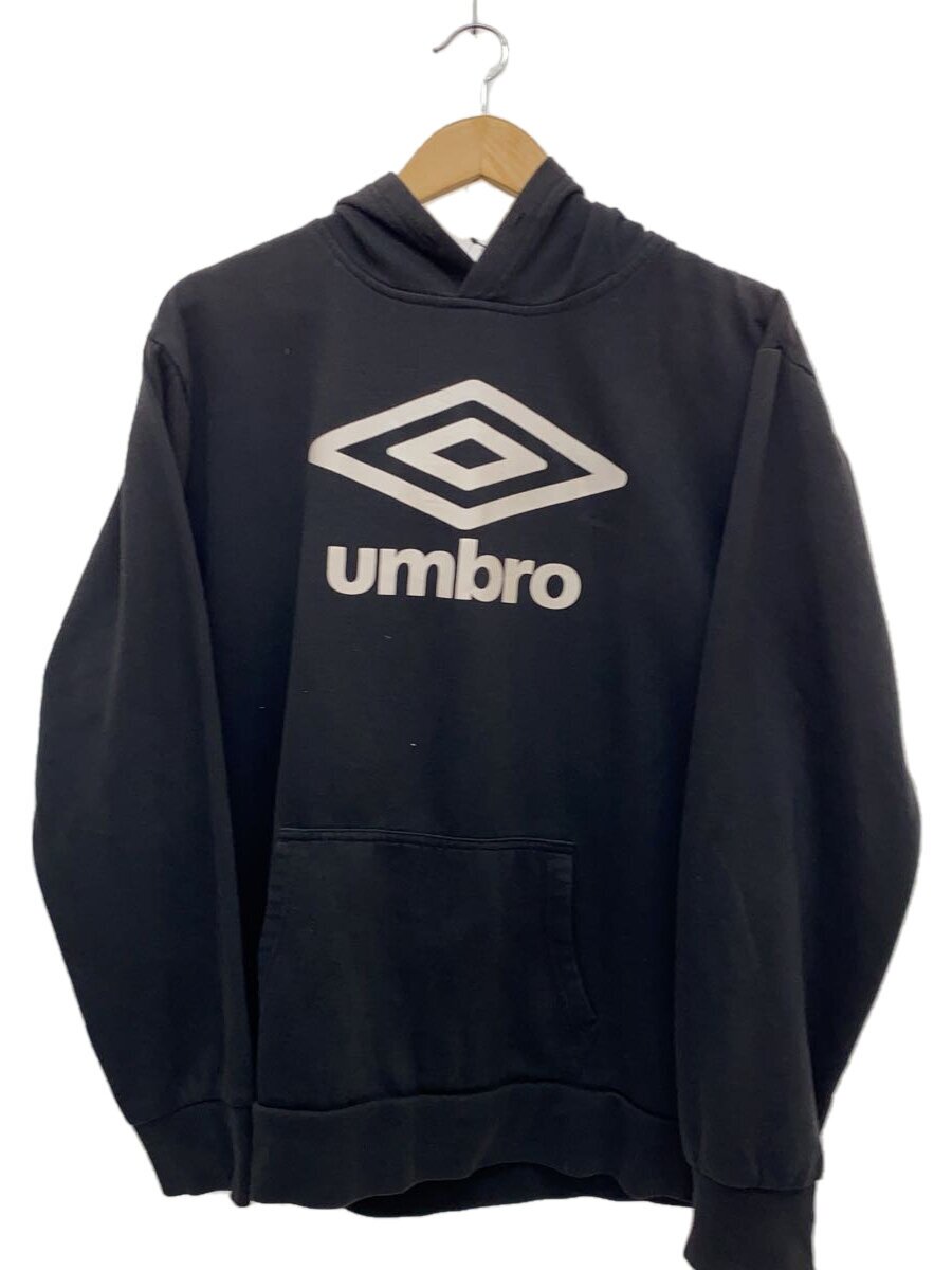 【中古】UMBRO◆～00S/ロゴタイプ刷り上げる/パーカー/XL/綿織物/BLK/無地【メンズウェア】