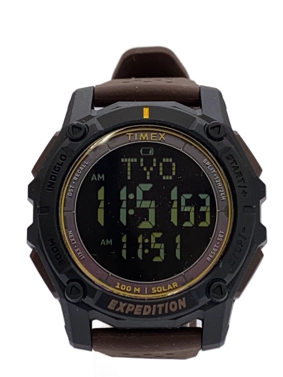 【中古】TIMEX◆ウオッチ/デジタル/天然ゴム/BLK/BRW/TW4B33800【服飾雑貨他】
