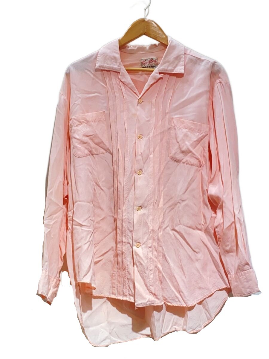 【中古】R/80s-90s/PINK DRAGON/開けはなし色つや/筋目プルオーバー長袖プルオーバー/人絹/PNK//【メンズウェア】