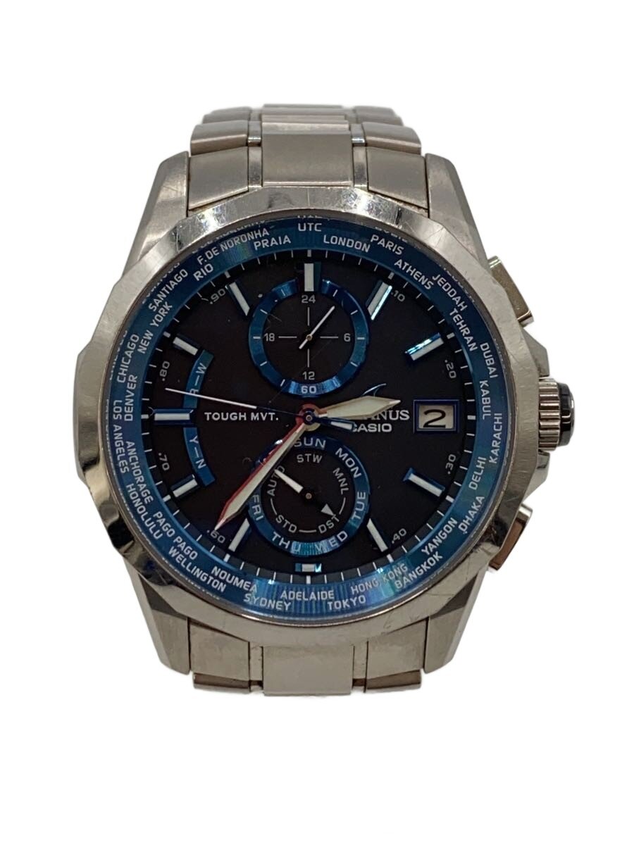 【中古】CASIO◆ソーラーウオッチ/アナログ/チタン/BLK/SLV/チタン/0CW-S2000【服飾雑貨他】