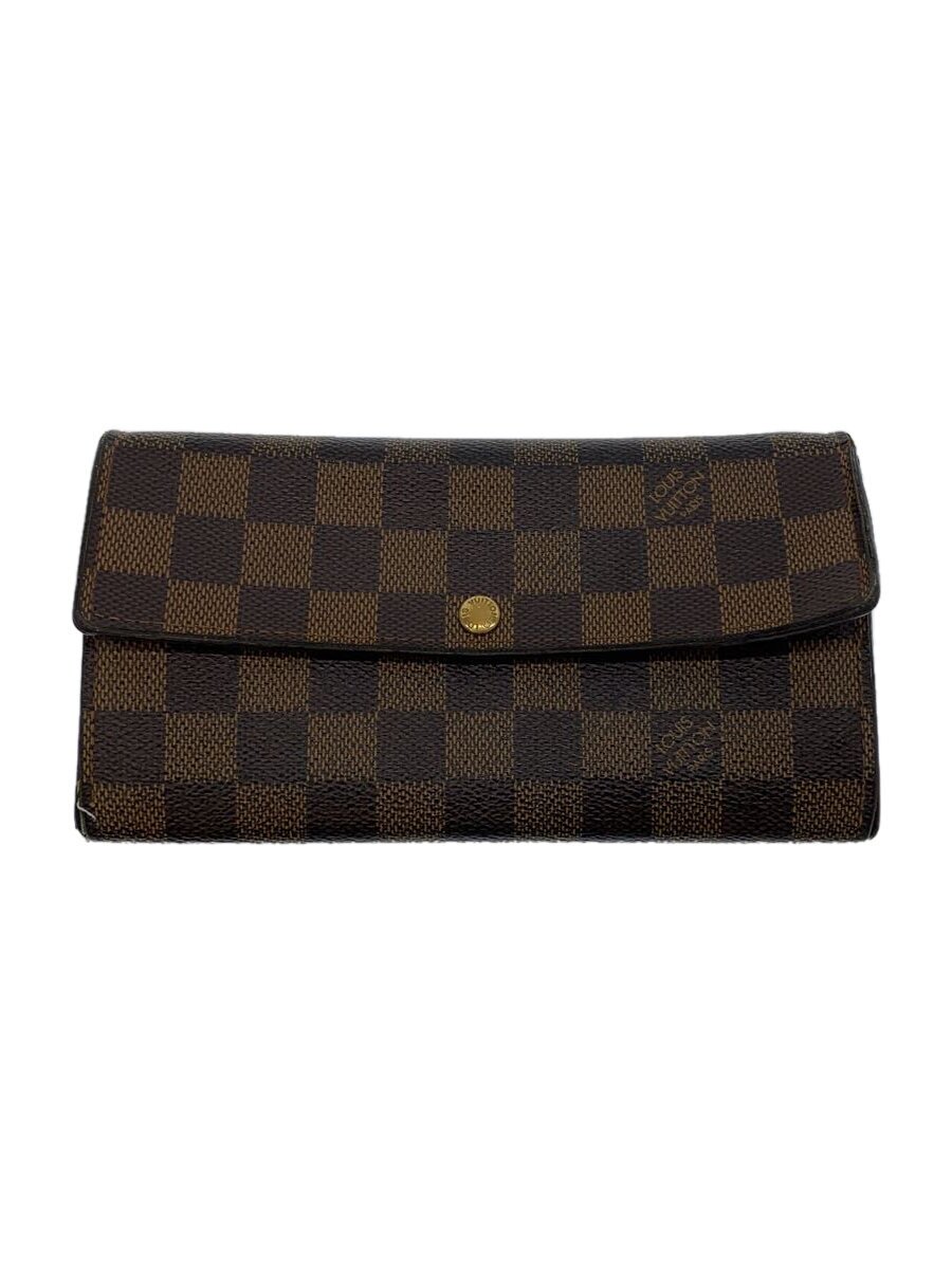 【中古】LOUIS VUITTON◆1)ポルト・フォイユ・サラ_ダミエ・エベヌ_BRW/PVC/BRW/メンズ//【服飾雑貨他】