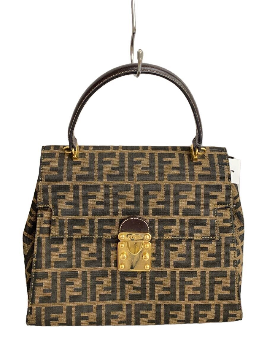 【中古】FENDI◆御徒面子/帆布/BRW/総柄【御徒面子】