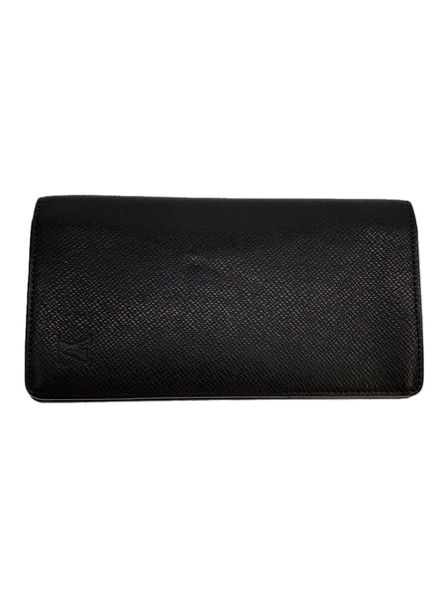 【中古】LOUIS VUITTON◆ポルト・フォイユ・ブラザ_タイ王国ガ_BLK/牛皮/BLK/メンズ//【服飾雑貨他】