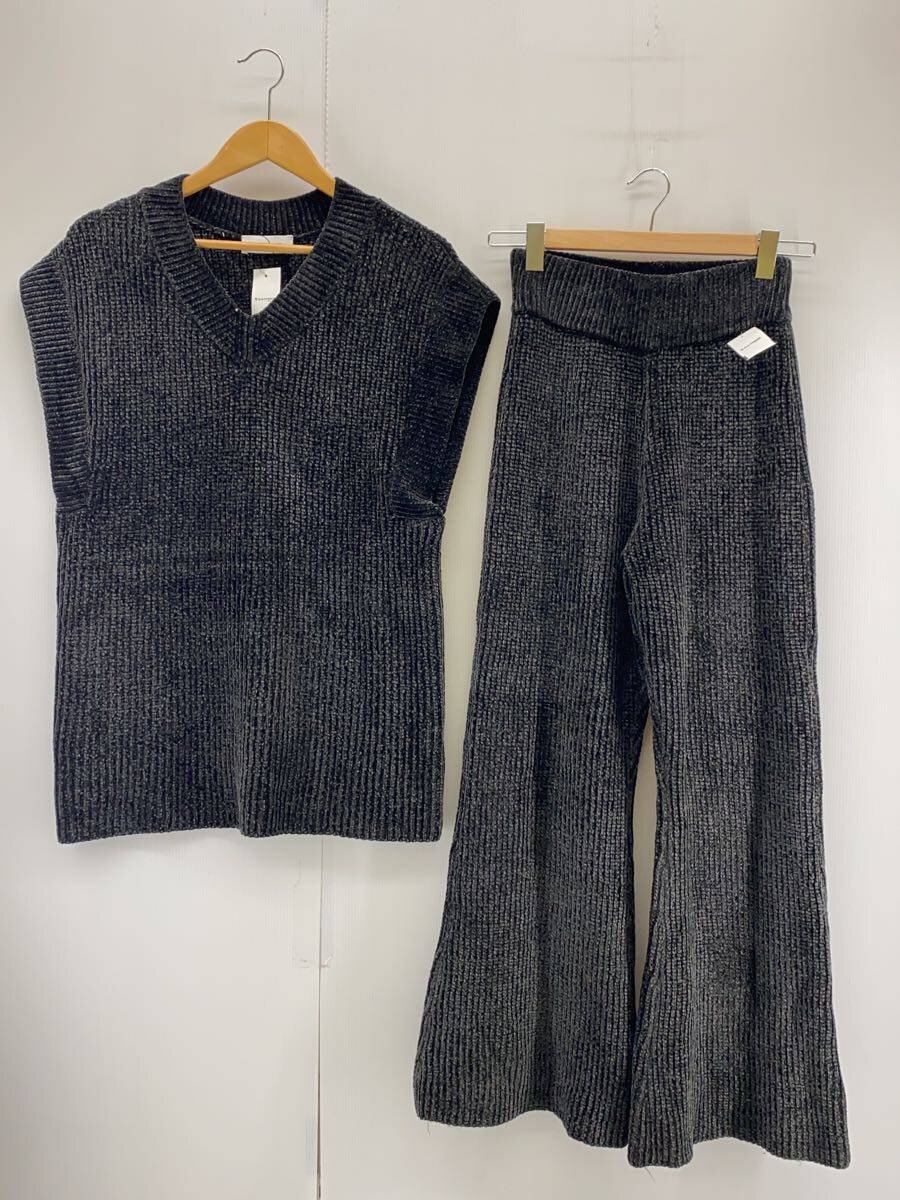 【中古】ADAM ET ROPE◆24AW/セットアップ/FREE/ポリエステル/BLK/gam-24050-b/編み物より良い/編み物ズボン下【レディース御召しもの】