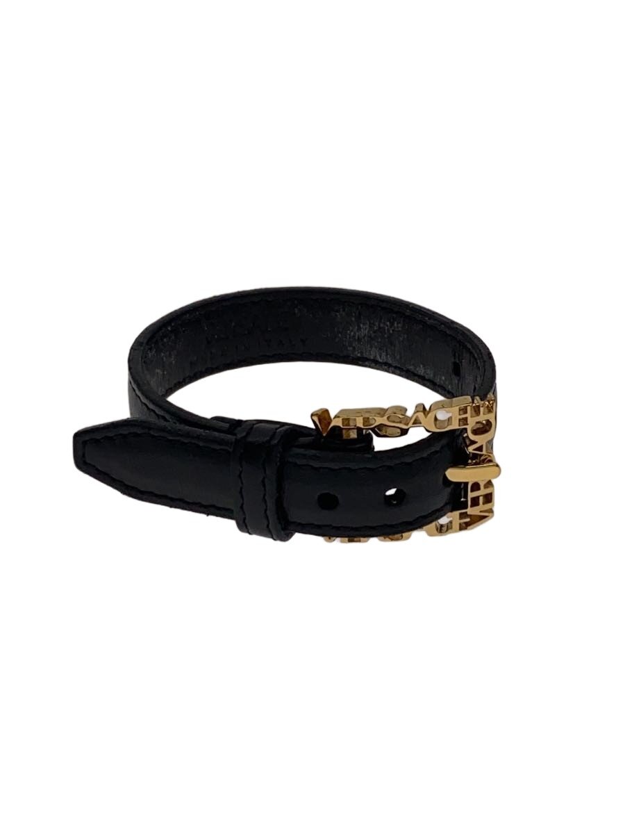 【中古】VERSACE◆バングル/なめし革/BLK/レディース【服飾雑貨他】