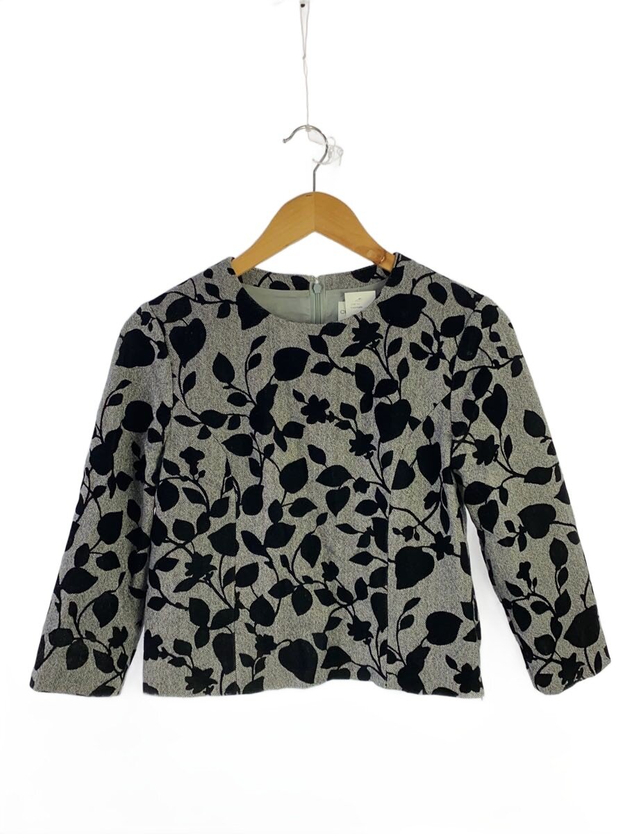 【中古】Courreges◆長袖トップ/38/羊毛/GRY/総柄/ECBIS-38390【レディースお召しもの】