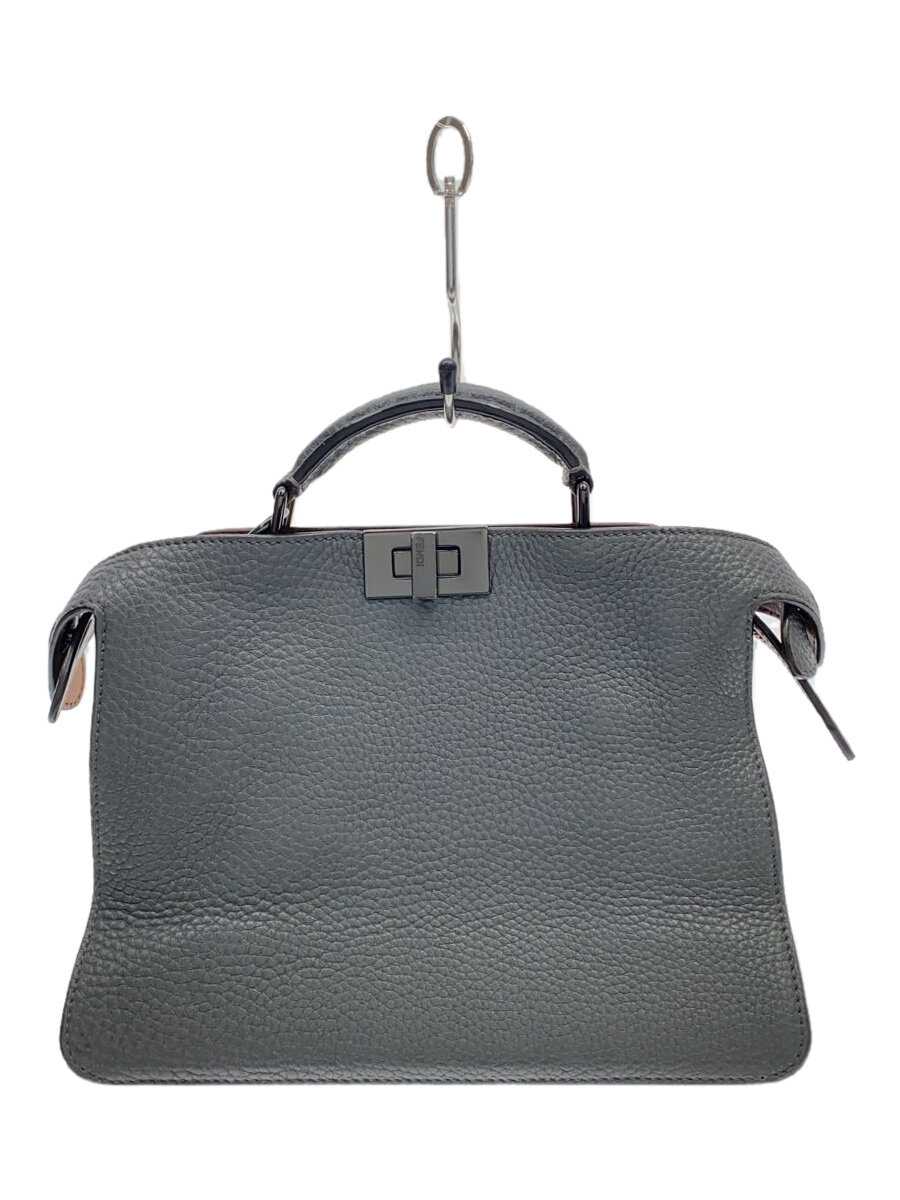 【中古】FENDI◆ピーカブー/ショルダーバッグ/なめし革/GRY/無地//【御徒面子】