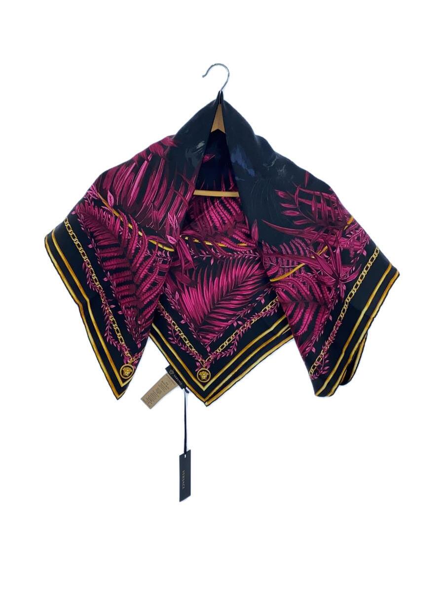 【中古】VERSACE◆えり巻き/地絹/BLK/総柄/レディース/FO9001【服飾雑貨他】