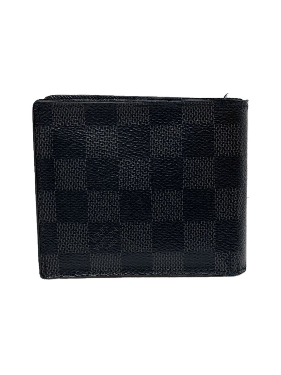 【中古】LOUIS VUITTON◆ポルト・フォイユ・スレンダー_ダミエ・グラフィット_BLK/PVC/BLK/メンズ//【服飾雑貨他】