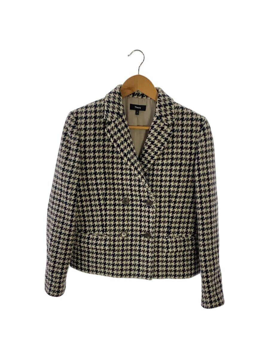 【中古】theory◆Pattern Tweed Square DB JKT/テーラードジャケット/2/ウール/千鳥格//【レディースウェア】｜2ｎｄ STREET 店
