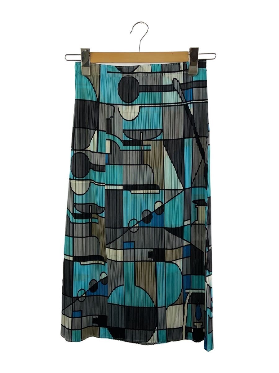 【中古】PLEATS PLEASE ISSEY MIYAKE◆ロングスカート/2/ポリエステル/BLU/総柄/PP81-JG635【レディースウェア】|2nd STREET 店
