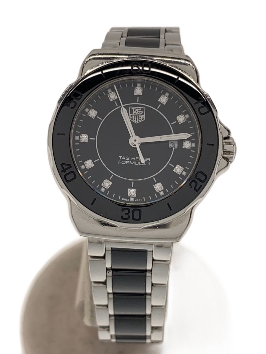 【中古】TAGHeuer◆石英ウオッチ/アナログ/ステンレス鋼/BLK/SLV/SS/WAH1314【服飾雑貨他】