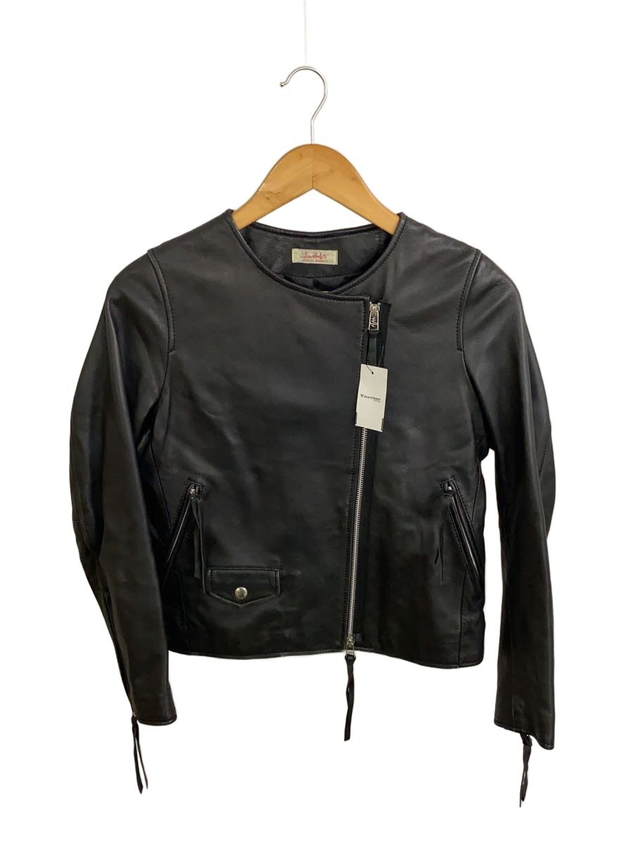 【中古】luxluft◆なめし革上衣・上衣/38/羊革/BLK/無地/591-7249148【レディース御召しもの】