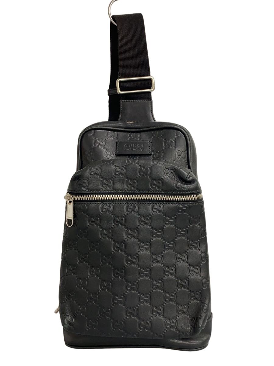 【中古】GUCCI◆ショルダーバッグ/なめし革/BLK/523234 520981【御徒面子】