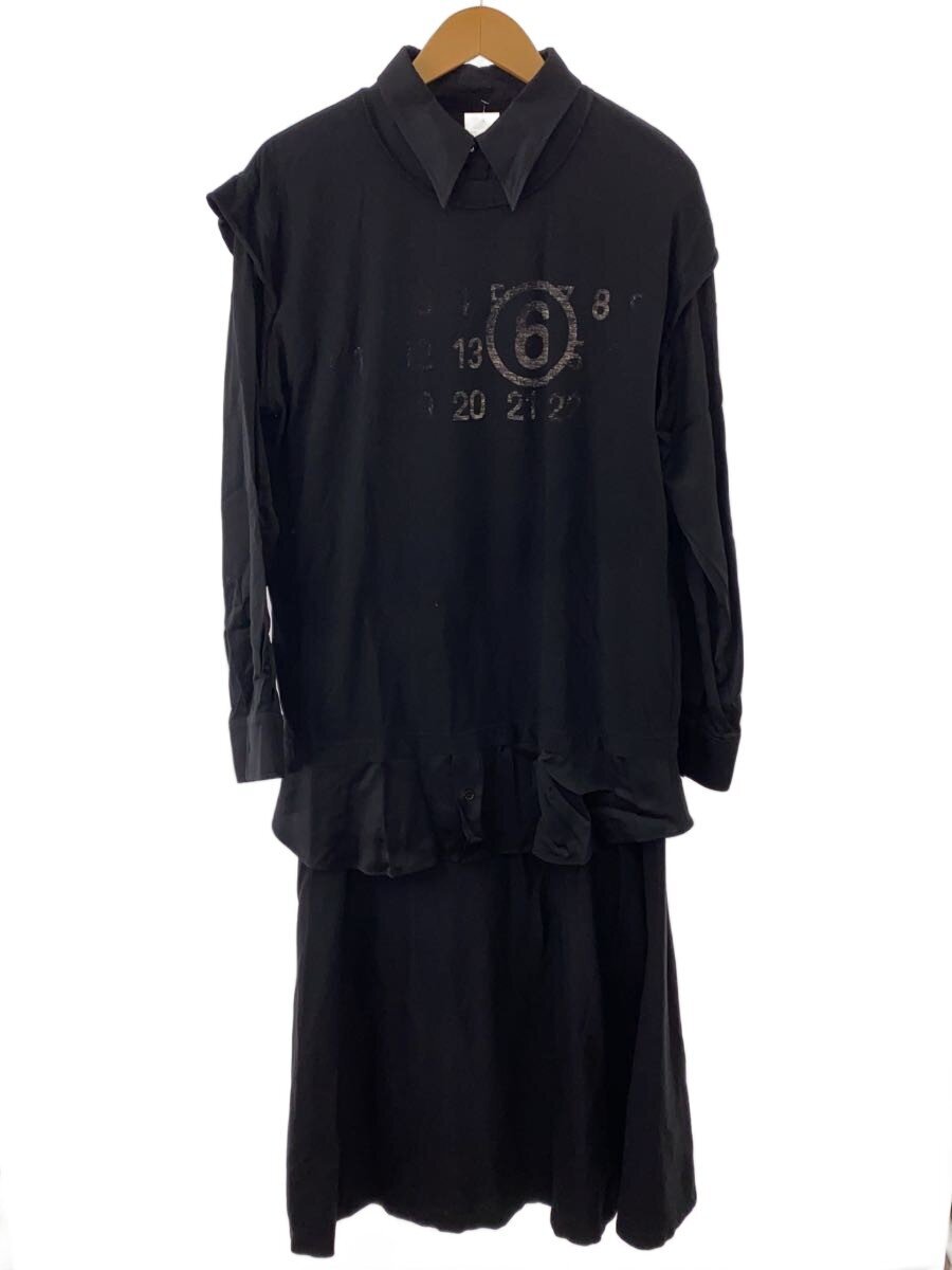 【中古】MM6◆レイヤードワンピース/長袖衣装/S/綿織物/黒いこと/S62CT0243//【レディース御召しもの】