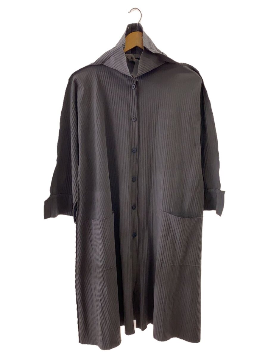 【中古】me ISSEY MIYAKE◆スタンドカラープリーツコート/one/ポリエステル/GRY/MI72KA161【レディース御召しもの】