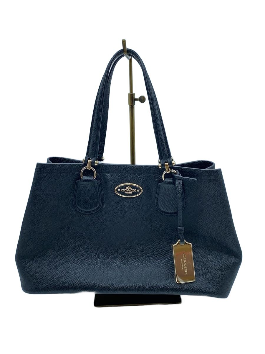 【中古】COACH◆トートバッグ_オールなめし革/なめし革/BLK【御徒面子】