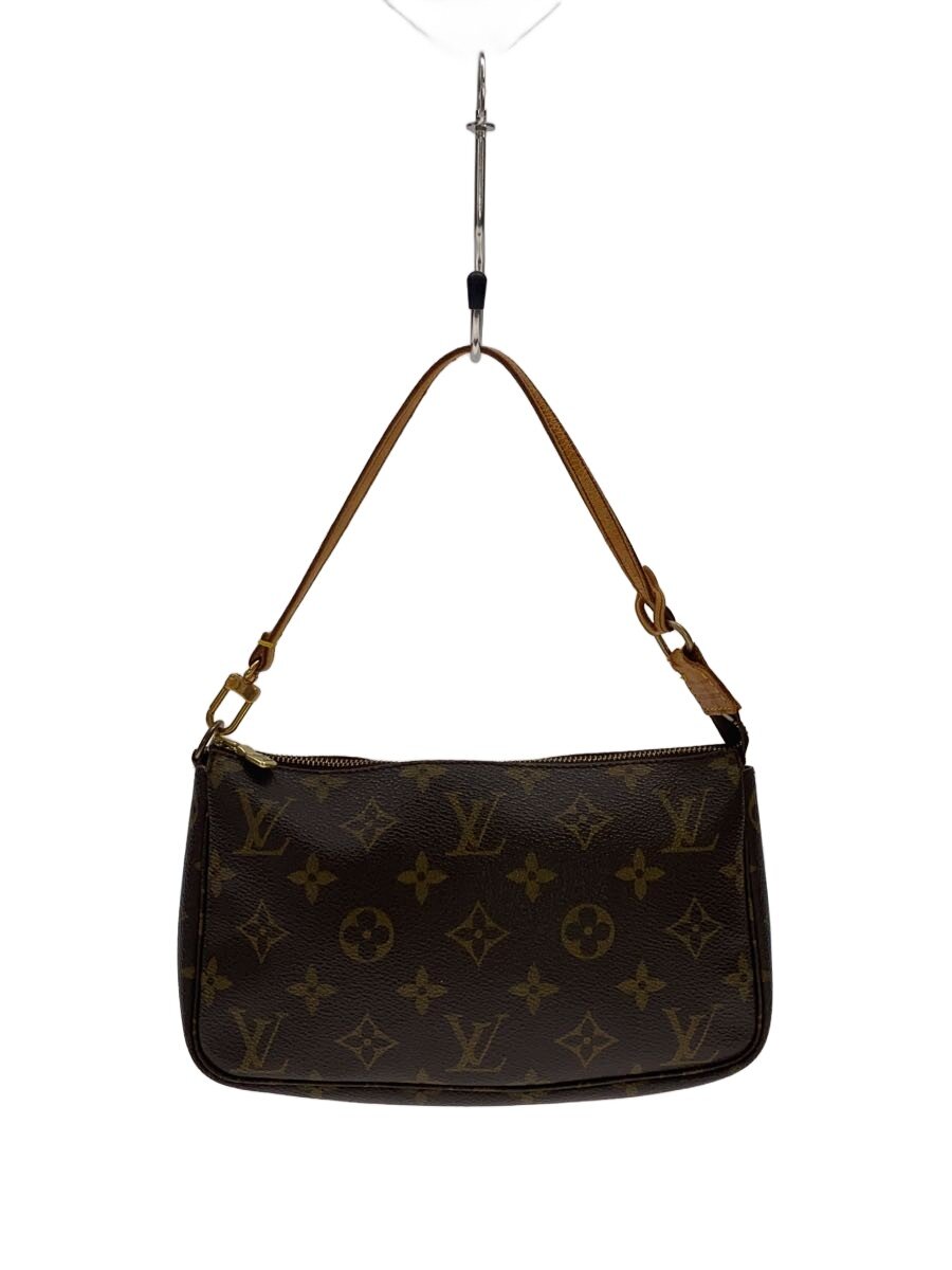 【中古】LOUIS VUITTON◆1)ポシェット・アクセソワール_モノグラム・帆布/PVC/赤銅色/M51980【御徒面子】