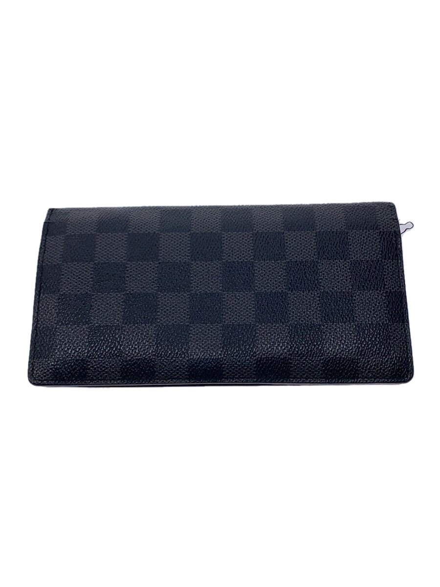 【中古】LOUIS VUITTON◆ポルト・フォイユ・ブラザ_ダミエ・グラフィット_BLK/PVC/BLK/総柄/メンズ//【服飾雑貨他】