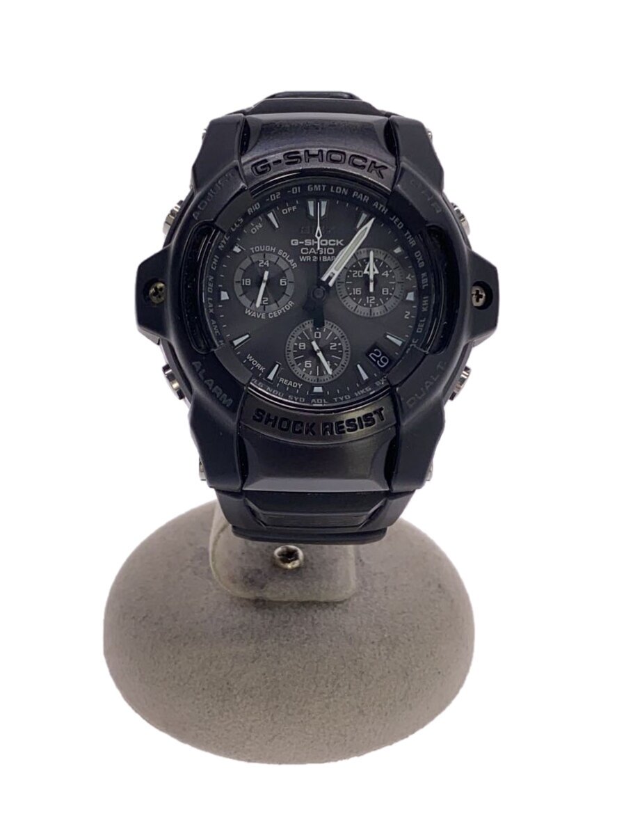 【中古】CASIO◆ソーラーウオッチ・G-SHOCK/アナログ/天然ゴム/BLK/BLK【服飾雑貨他】