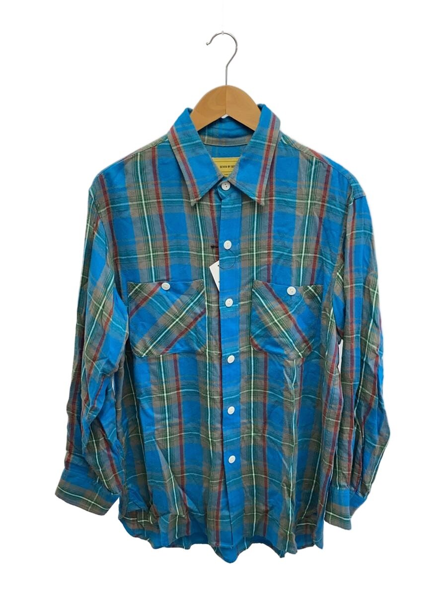 【中古】SEVEN BY SEVEN◆WORK SHIRTS-Rayon twill check/21AW/長袖プルオーバー/M/人絹/弁慶格子【メンズウェア】