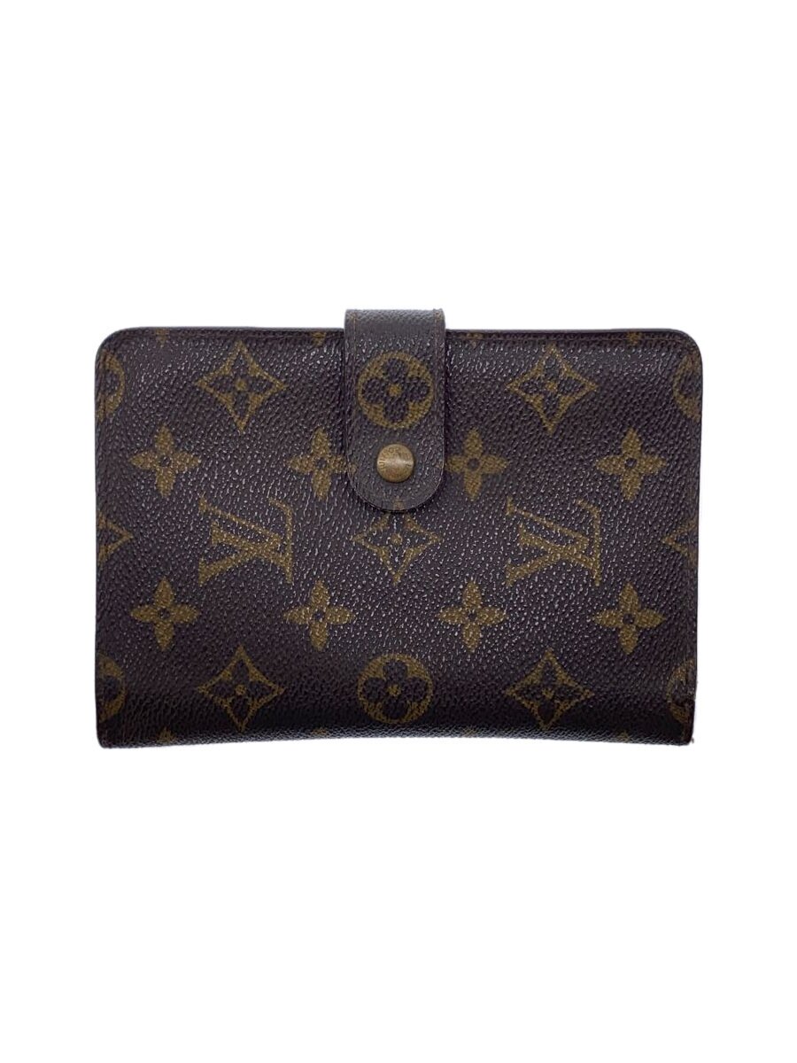 【中古】LOUIS VUITTON◆ポルト・パピエ・ジップ_モノグラム・帆布_BRW/PVC/BRW/レディース【服飾雑貨他】