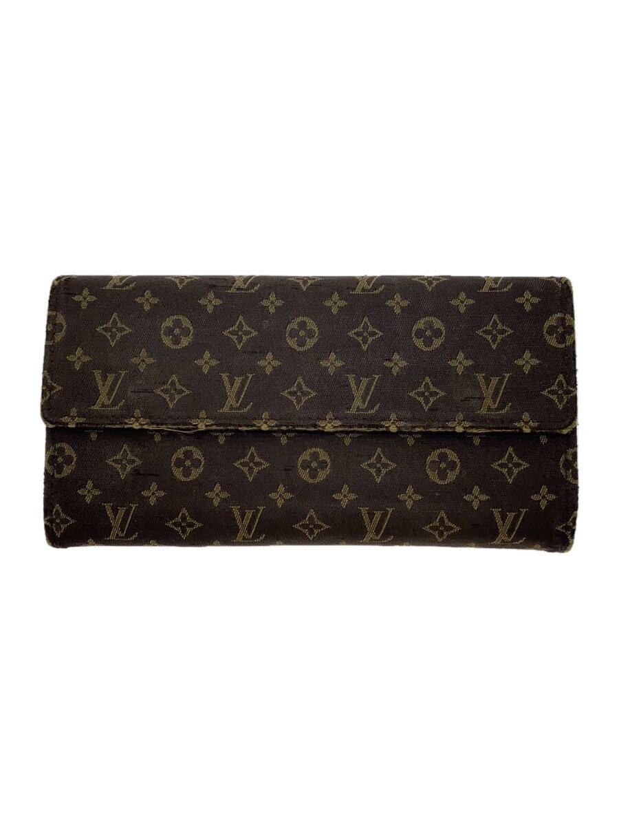 【中古】LOUIS VUITTON◆ポルト・フォイユ・サラ_モノグラム・ミニ・ラン/キャンバス/BRW/総柄/レディース【服飾雑貨他】