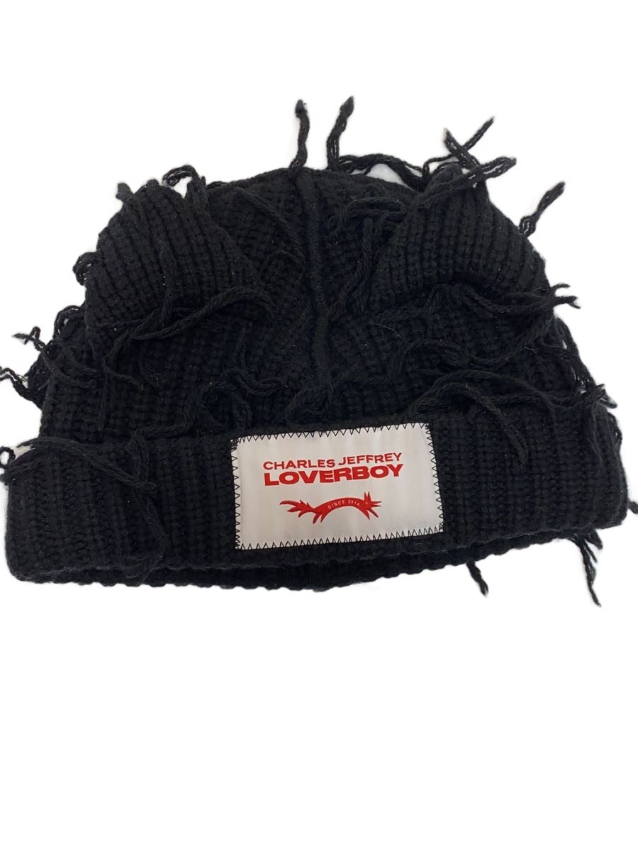 【中古】CHARLES JEFFREY LOVERBOY◆×Nubian/CHUNKY EARS BEANIE/不都合工業/編み物旗がしら/F/羊毛/BLK【服飾雑貨他】