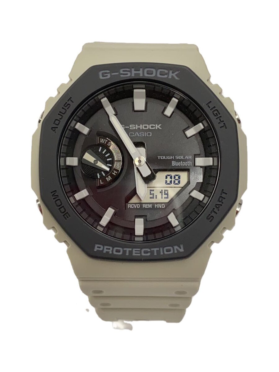 【中古】CASIO◆ソーラーウオッチ_G-SHOCK/デジアナ/天然ゴム/BLK/BEG【服飾雑貨他】