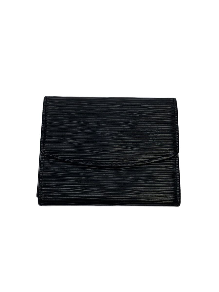 【中古】LOUIS VUITTON◆ポルト・モネ・サーンプル_エピ/なめし革/BLK/レディース【服飾雑貨他】