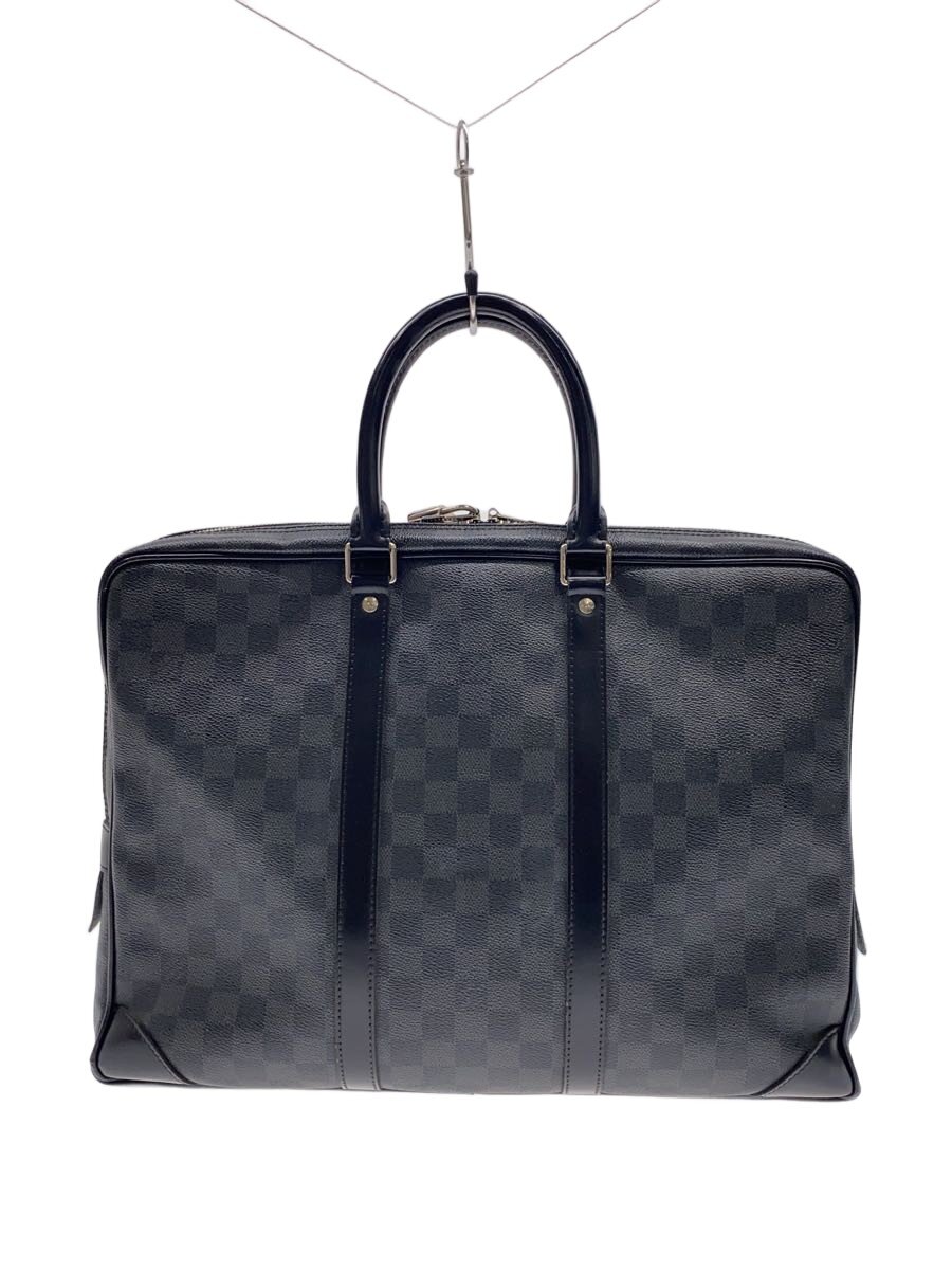 【中古】LOUIS VUITTON◆1)ポルト・ドキュマン・ヴォワヤージュ_ダミエ・グラフィット/PVC/BLK【御徒面子】
