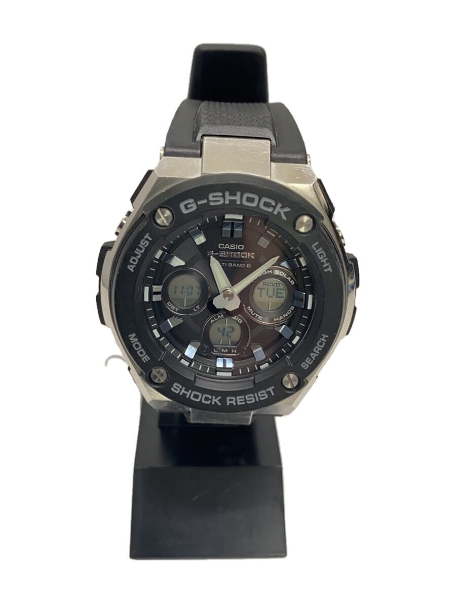 【中古】CASIO◆ウオッチ/アナログ/天然ゴム/BLK/BLK/GST-W300G【服飾雑貨他】