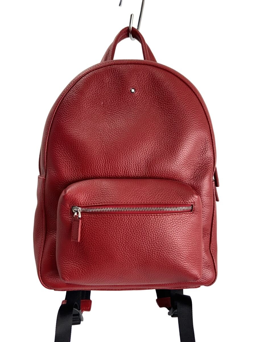 【中古】MONTBLANC◆背嚢/なめし革/RED/無地【御徒面子】