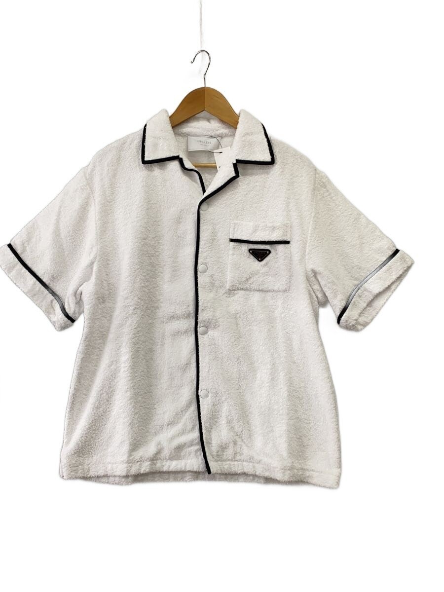 【中古】PRADA◆22SS/三角プレートコットンテリーボウリングシャツ/半袖シャツ/M/コットン/ホワイト/S//【メンズウェア】|2nd STREET 店